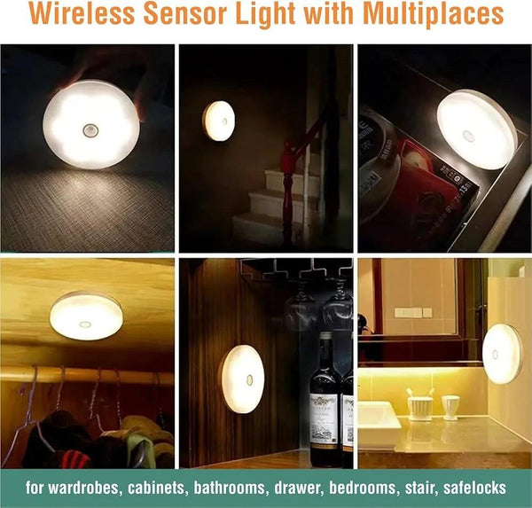 Wireless Sensor Night Lamp White Plastic Multipurpose