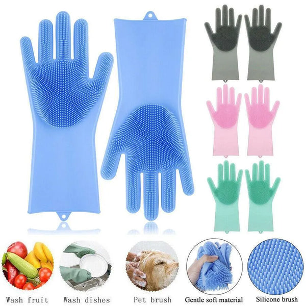 Silicone Dish Washing Gloves Multicolor Heat Resistant