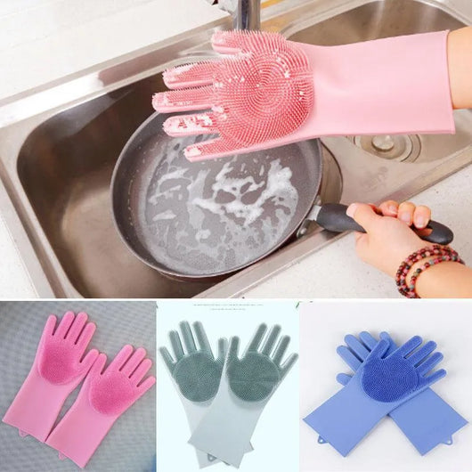 Silicone Dish Washing Gloves Multicolor Heat Resistant