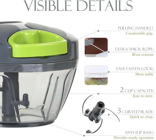 Manual Vegetable Chopper 500ml ABS Multicolor