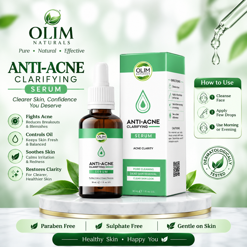 Olim Naturals Acne Fighting Serum | Salicylic Acid + Niacinamide + Vitamin C + Hyaluronic Acid | Anti-Acne Face Serum for Oily & Acne-Prone Skin – 30ML