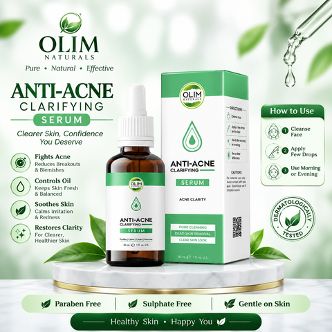 Olim Naturals Acne Fighting Serum | Salicylic Acid + Niacinamide + Vitamin C + Hyaluronic Acid | Anti-Acne Face Serum for Oily & Acne-Prone Skin – 30ML