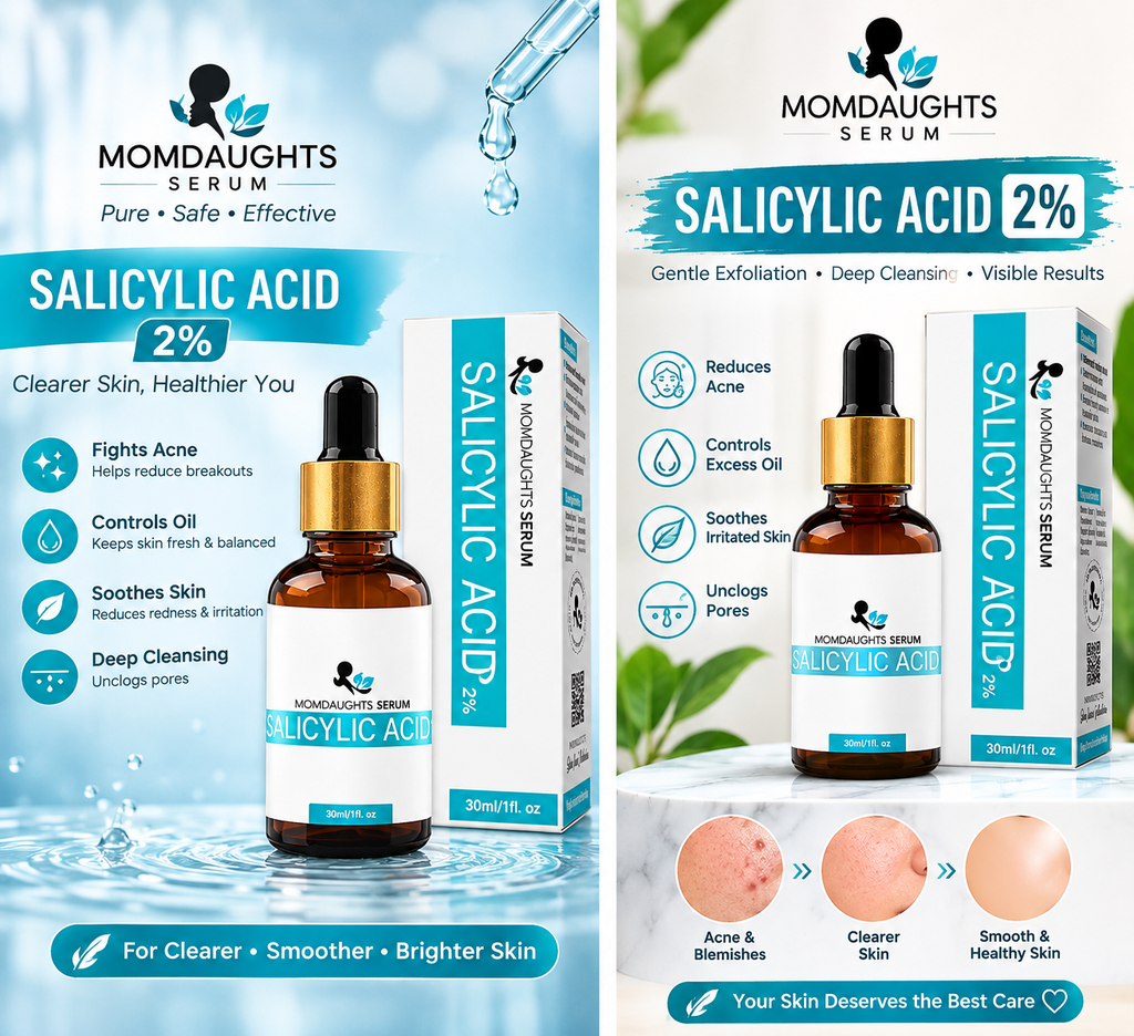 MomDaughts Salicylic Acid Face Serum 30mL – Clear Skin, Unclog Pores & Remove Blackheads | Best Acne Serum in Pakistan