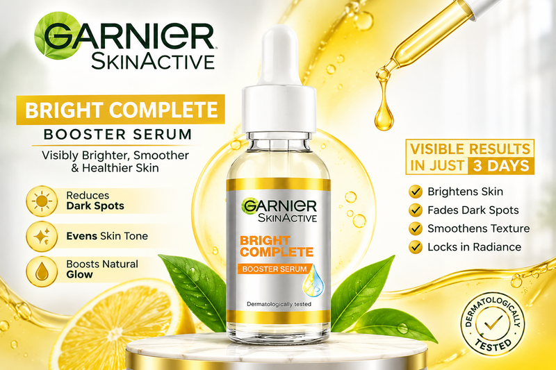 Garnier Bright Complete Vitamin C Booster Serum 30ML | Niacinamide + Japanese Yuzu Lemon | Dark Spots Gone in 3 Days | All Skin Types
