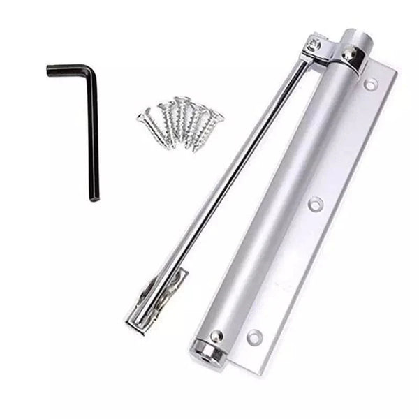 Adjustable Aluminum Alloy Automatic Door Closer, Mute Adjustable Automatically Surface Mounted Auto Closing Door, Self-Closing for Middle-Weight Door
