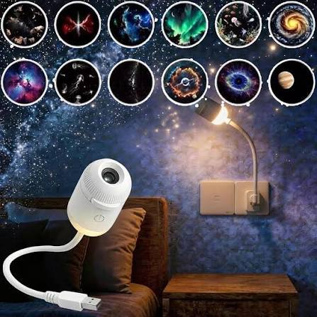 Galaxy Projector Night Light, USB Star Projector for Bedroom Ceiling | 2-in-1 Adjustable Nebula & Starry Sky Lamp, Flexible Gooseneck Design, Portable Space Projector for Kids Adults Room Decor